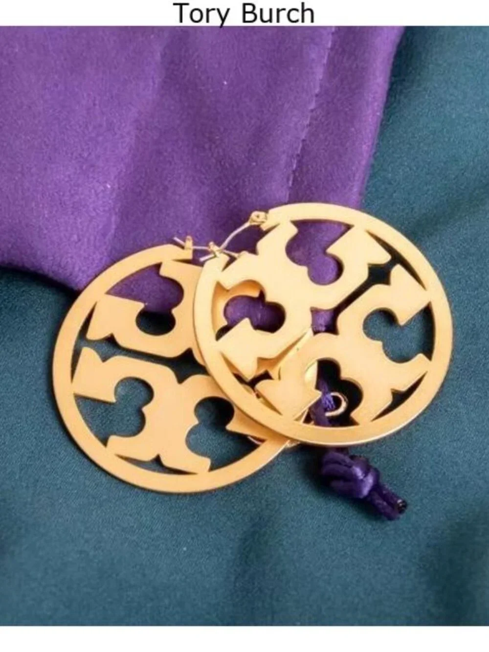 Tory Burch Miller Logo Gold Hoop Earrings